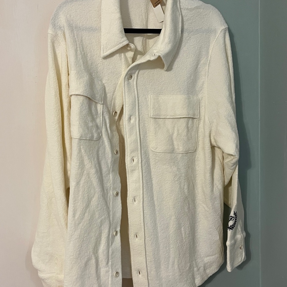 PINK Victoria's Secret Cream Shacket with Relaxed Fit and Standard Collar